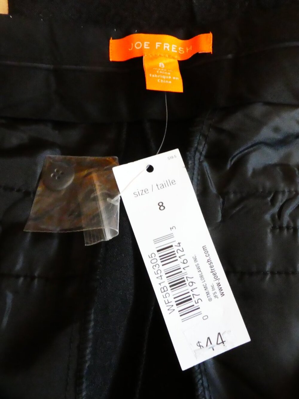 Joe Fresh Black Embossed Geometric Textured Tailored Dress Pants